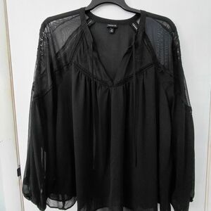 Torrid Elegant Black Sheer Blouse